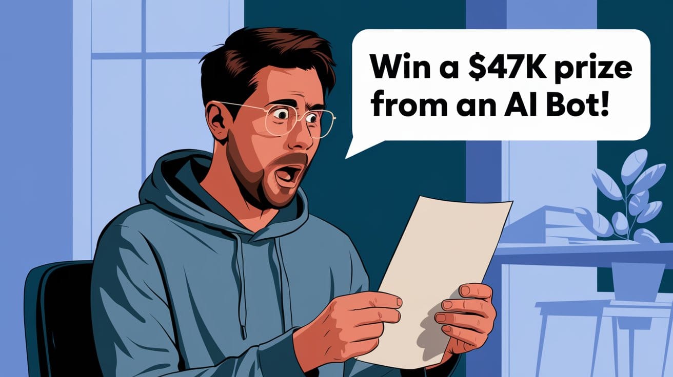 A digital illustration of a man with a shocked expression, wearing a grey hoodie and glasses.