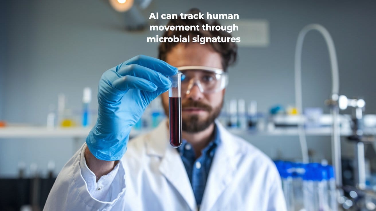 A photo of a scientist in a lab coat holding a test tube.