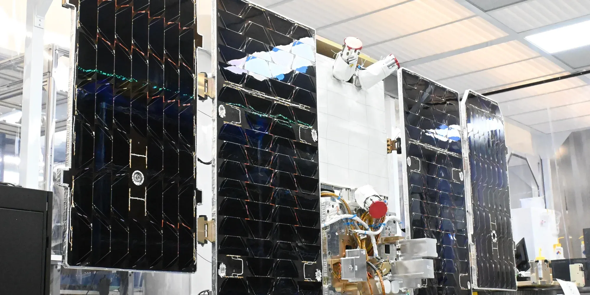 Google's Project Suncatcher prototype satellite in a cleanroom