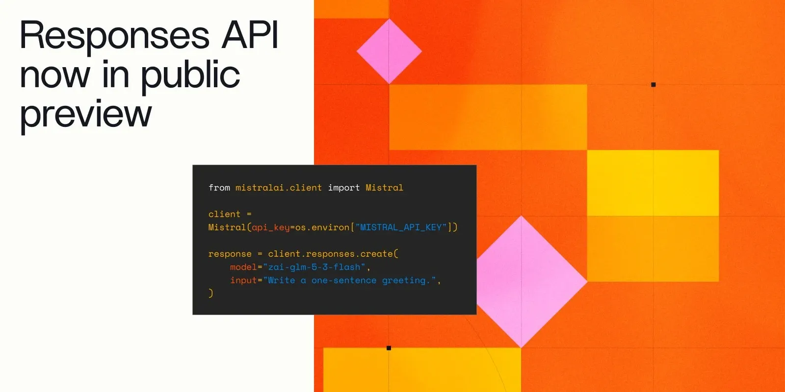Mistral Responses API public preview announcement card