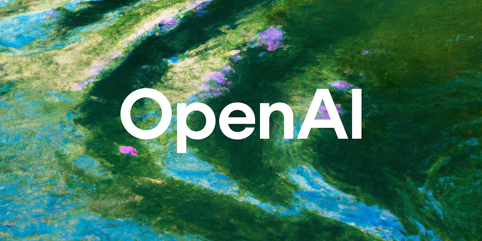 OpenAI wordmark on a green painted background
