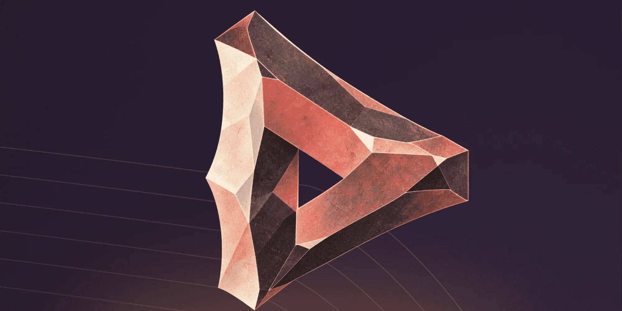 Recursive Flint launch artwork, a faceted stone triangle