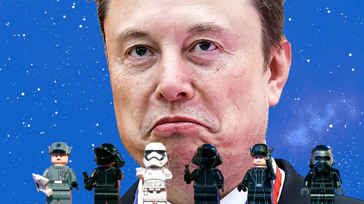 Elon Musk and LEGO Star Wars figures in Grok shopping story