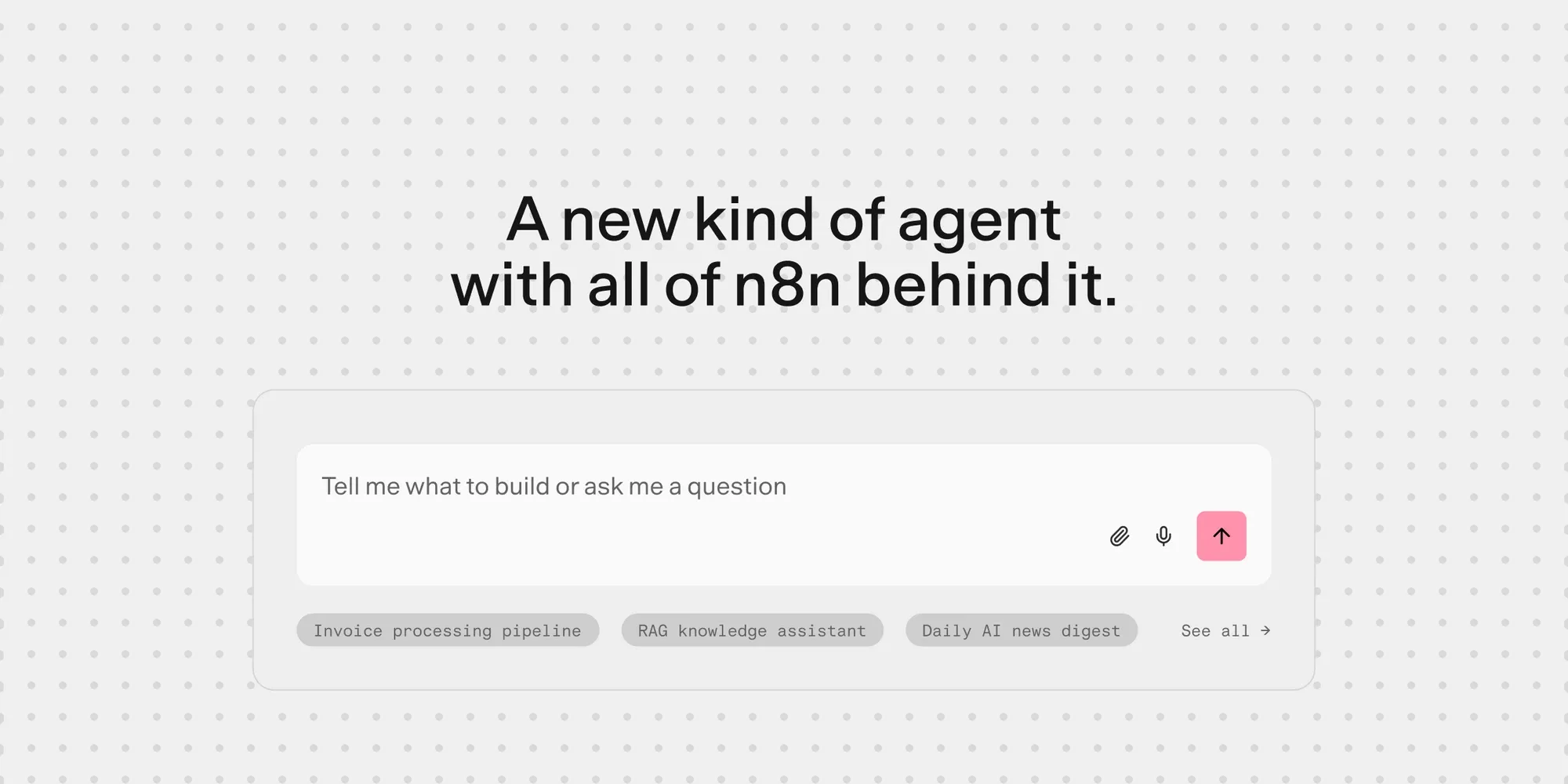 n8n Agents launch graphic with a prompt box